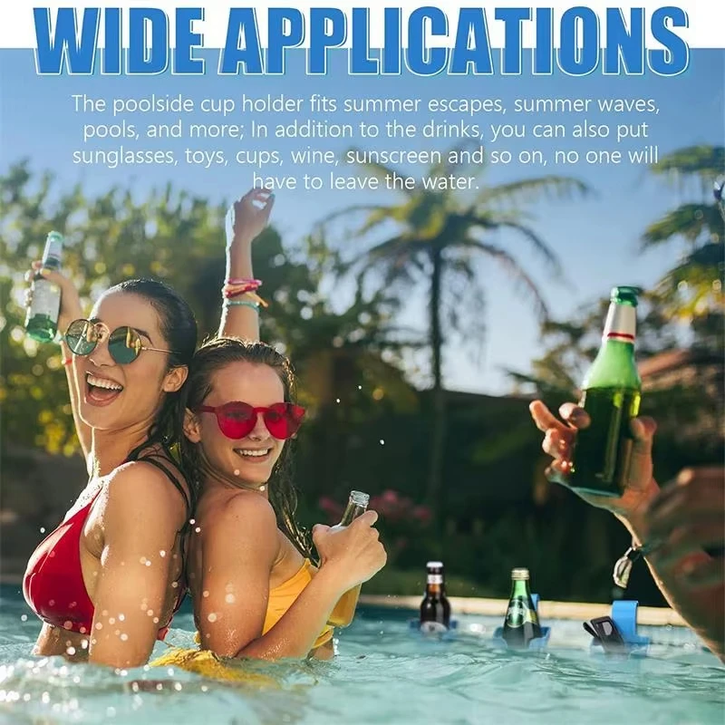 DIZETION colgador de vasos de agua para piscina, soporte de bebidas para coche, estante de almacenamiento de cerveza, bebidas laterales, encima de la piscina - imagen 3