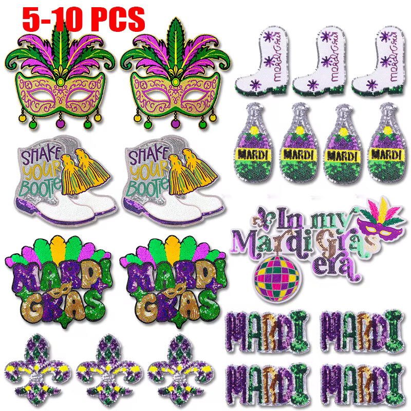 Parches termoadhesivos bordados lentejuelas Cola de Fénix – Mardi Gras