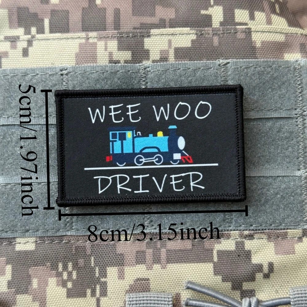 WEE WOO DRIVER tren insignia de moral táctica apliques personalizados militares parches de gancho y bucle impresos para ropa pegatinas de mochila - imagen 2