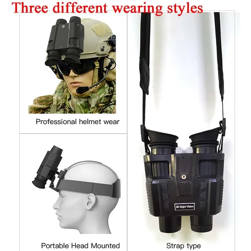 NV8000 3D binoculares de visión nocturna infrarroja telescopio 3000MAH batería montaje en cabeza cámara de oscuridad para gafas tácticas de caza - imagen 3