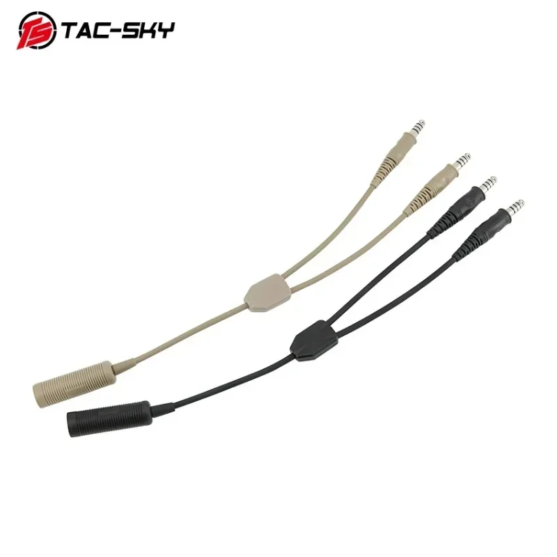 Adaptador de auriculares militares tácticos de TAC-SKY, Cable de paso único a doble paso para auriculares de tiro tácticos Comta Sordin - imagen 4