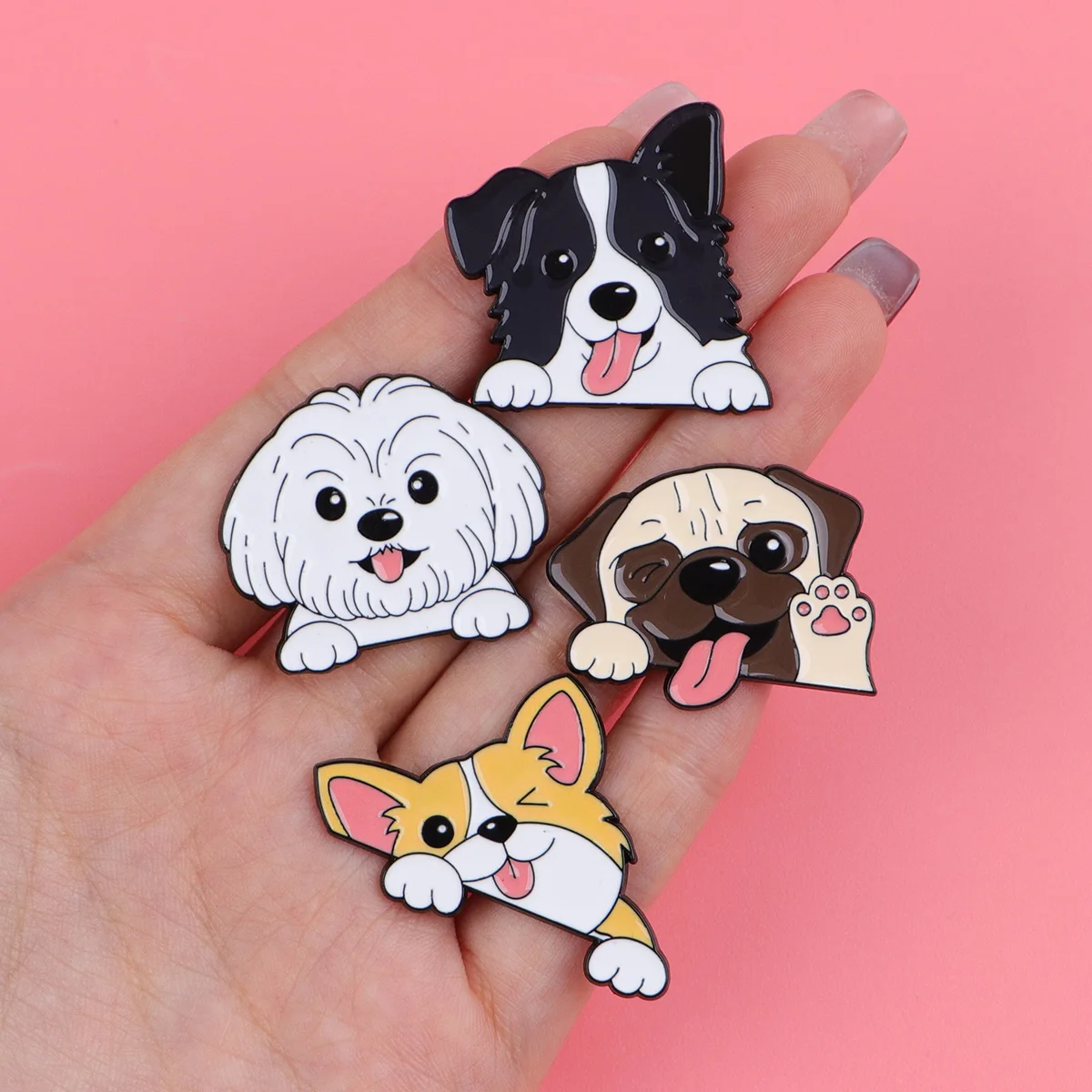 Diseño con forma de corgi tipo broche