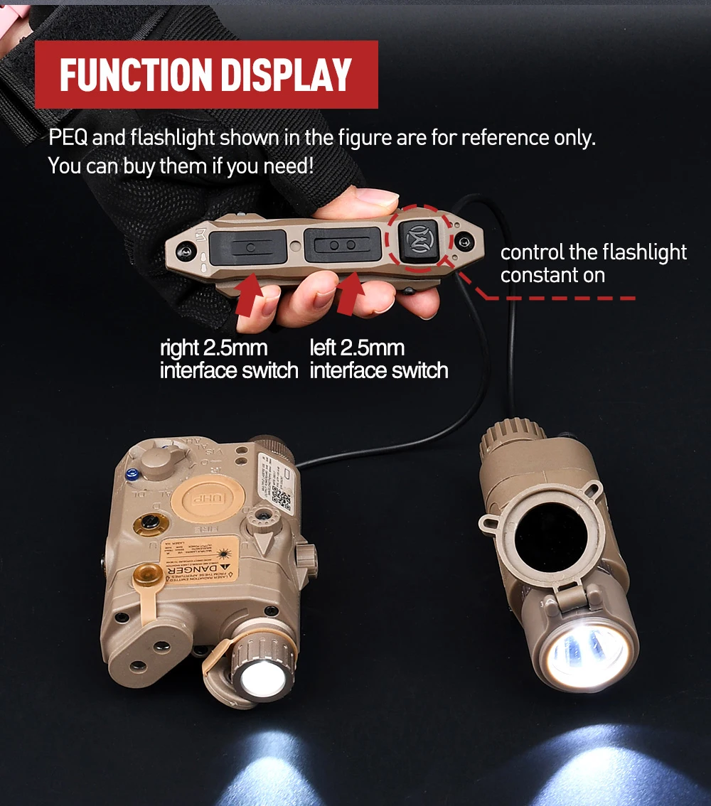 WADSN-interruptor de presión táctico Airsoft para DBAL A2 PEQ-15 NGAL Laser M600 M300, botón de interruptor de función Dual remota - imagen 3