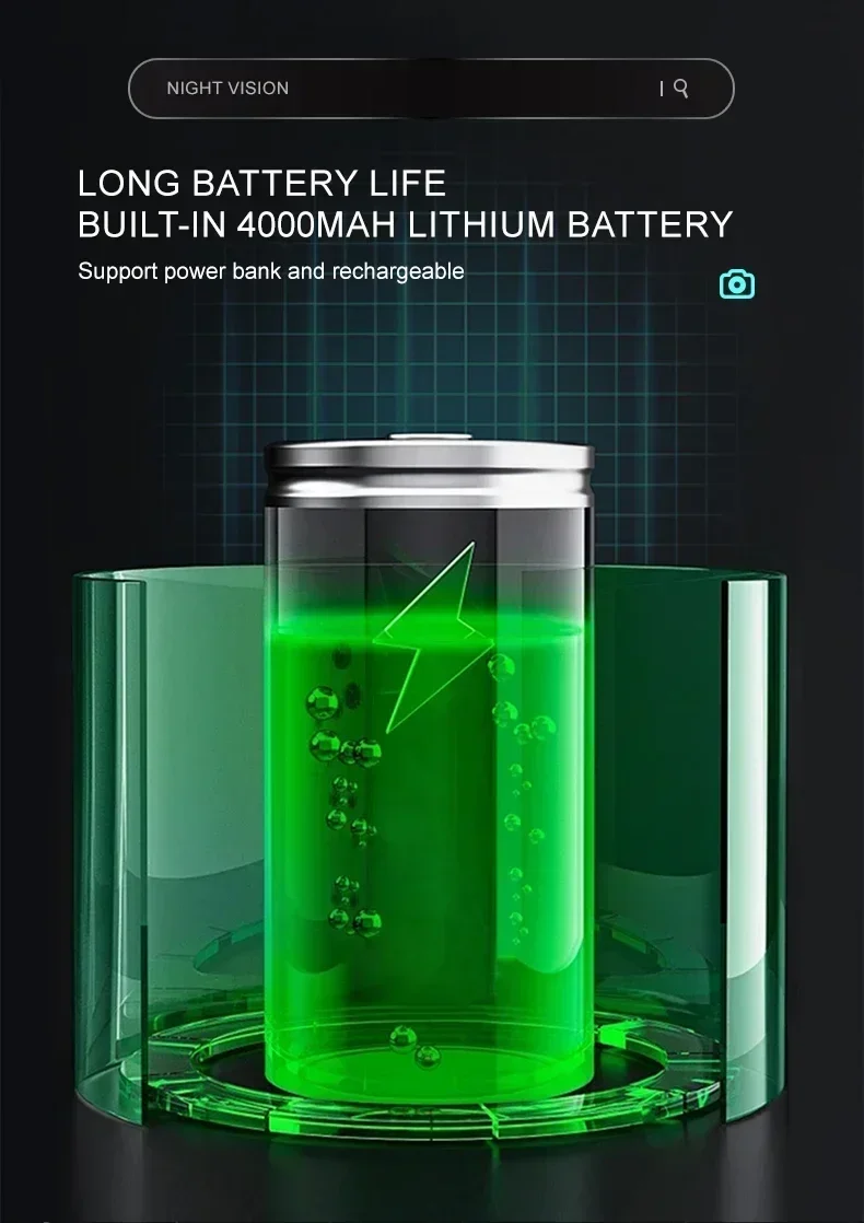 Binoculares de visión nocturna 4K, telescopio de caza infrarrojo con Zoom 8X, equipo de Camping, gafas de visión nocturna de 350m-400m para viajes - imagen 5