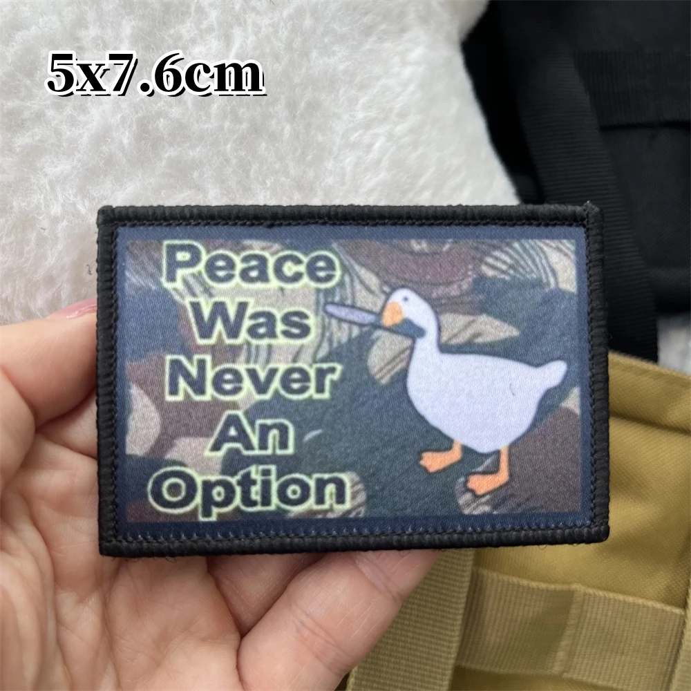 La Paz nunca fue una opción, parches de pato, insignia de moral táctica, pegatina de impresión de gancho y bucle, mochila - imagen 5