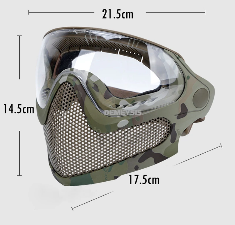 Máscara facial completa de Paintball con 3 lentes Airsoft CS tiro malla de acero protección transpirable cabeza usando casco máscaras equipo de caza - imagen 4