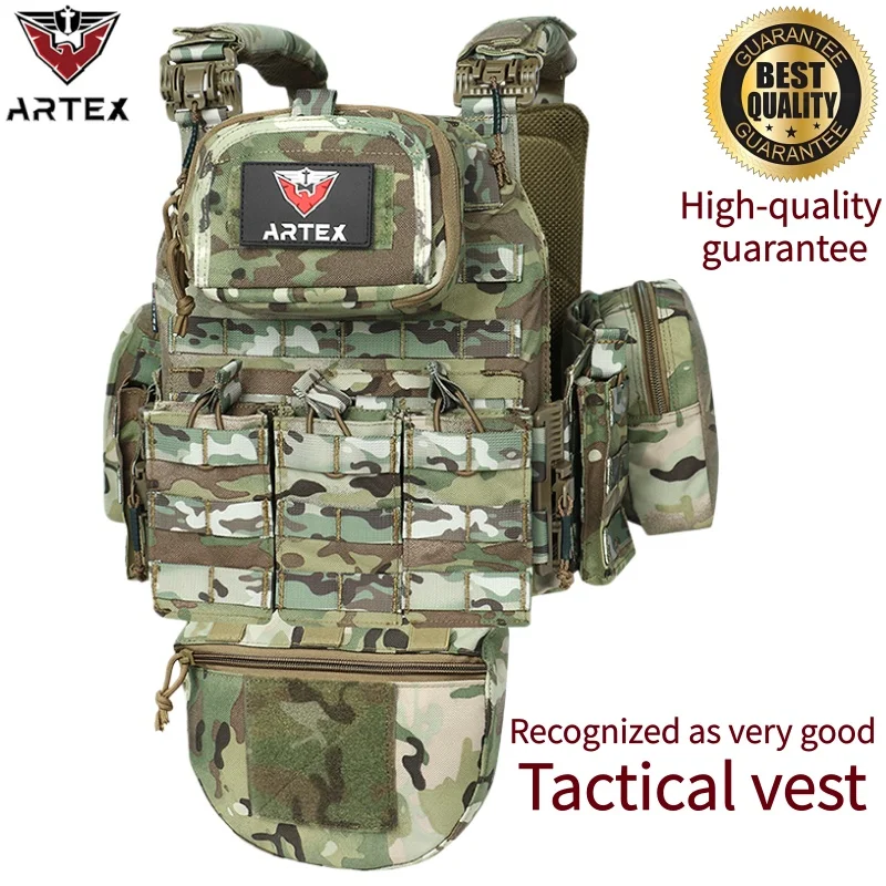 Chaleco táctico 6094, chaleco de transporte de equipo negro de caza al aire libre con corte láser ligero desmontable rápido de alta calidad