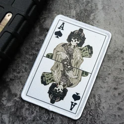 Parche táctico de moral de tarjeta de operador Ace, emblema militar, parches de gancho y bucle de calavera para ropa, pegatinas para mochila
