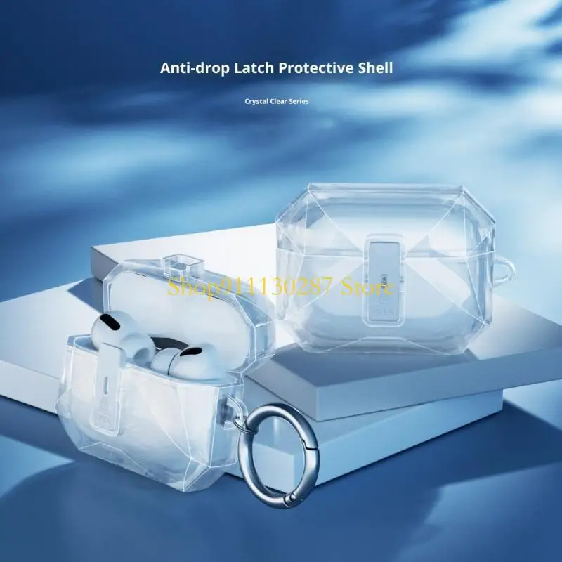 Funda protectora transparente J1HC Secure Lock para Pods Pro3 con luz carga LED y bolígrafo limpieza incluido - imagen 2