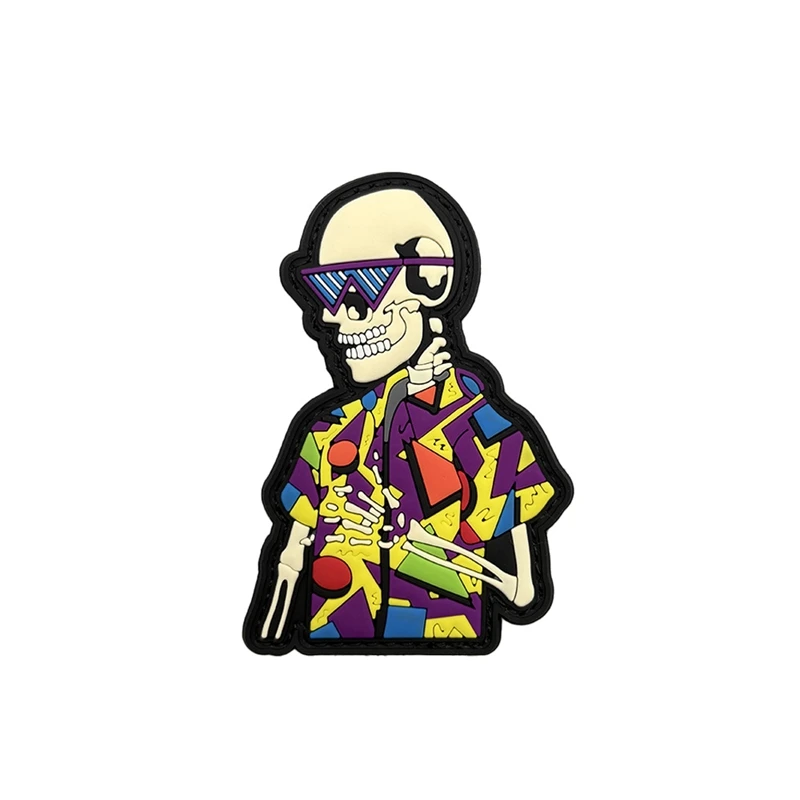 Parche luminoso de gancho y bucle de PVC con esqueleto de playa a la moda de Hip hop, parches de accesorios de ropa, insignia moral al aire libre, insignias tácticas - imagen 4