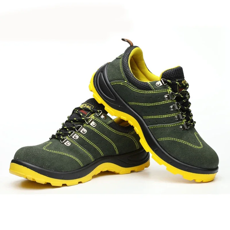 Zapato con puntera de acero para hombre, botas informales a prueba de perforaciones, transpirables, de cuero, para primavera, 2025, zapatos de trabajo de seguridad - imagen 5