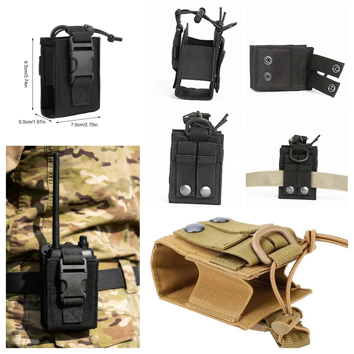Funda MOLLE para walkie talkie – Soporte táctico portátil de radio - imagen 4