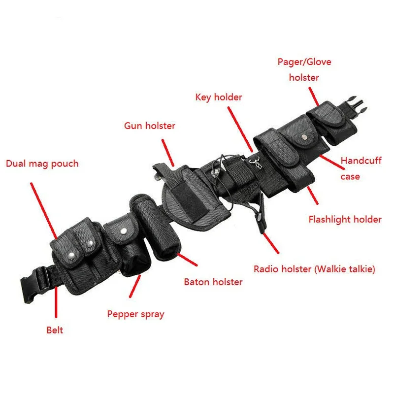 Funda para pistola táctica, juegos de bolsas para linterna, Kit de utilidad multifuncional 10 en 1, cinturón de servicio de policía, cinturones de seguridad, equipo - imagen 3