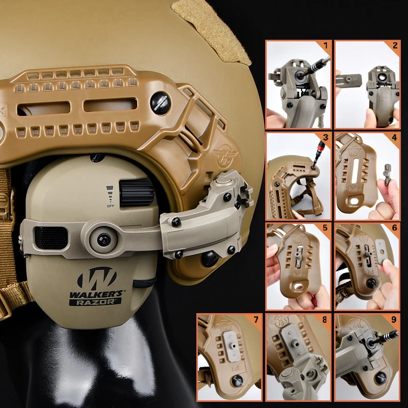 WADSN auriculares tácticos de afeitar, soporte de arco, auriculares con cancelación de ruido, auriculares Airsoft, Earmor - imagen 2