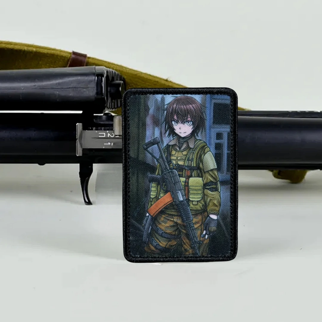 AЕК-971 Emblema de niño de Anime insignia de moral táctica parches del ejército de gancho y bucle impresos para ropa pegatina de mochila militar - imagen 5