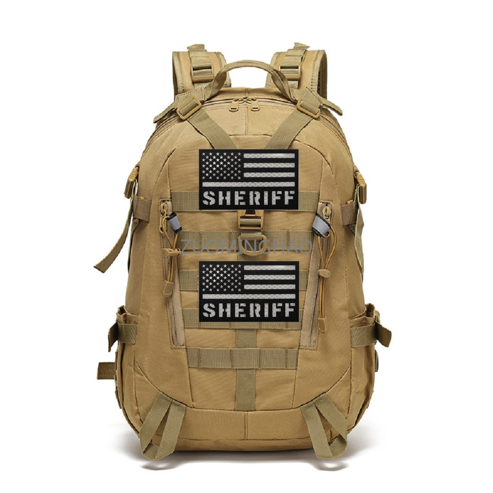 Insignia cortada con láser, alfabeto SHERIFF, bandera americana, brazalete reflectante IR, chaleco blanco y negro, parches tácticos para mochila moral - imagen 3