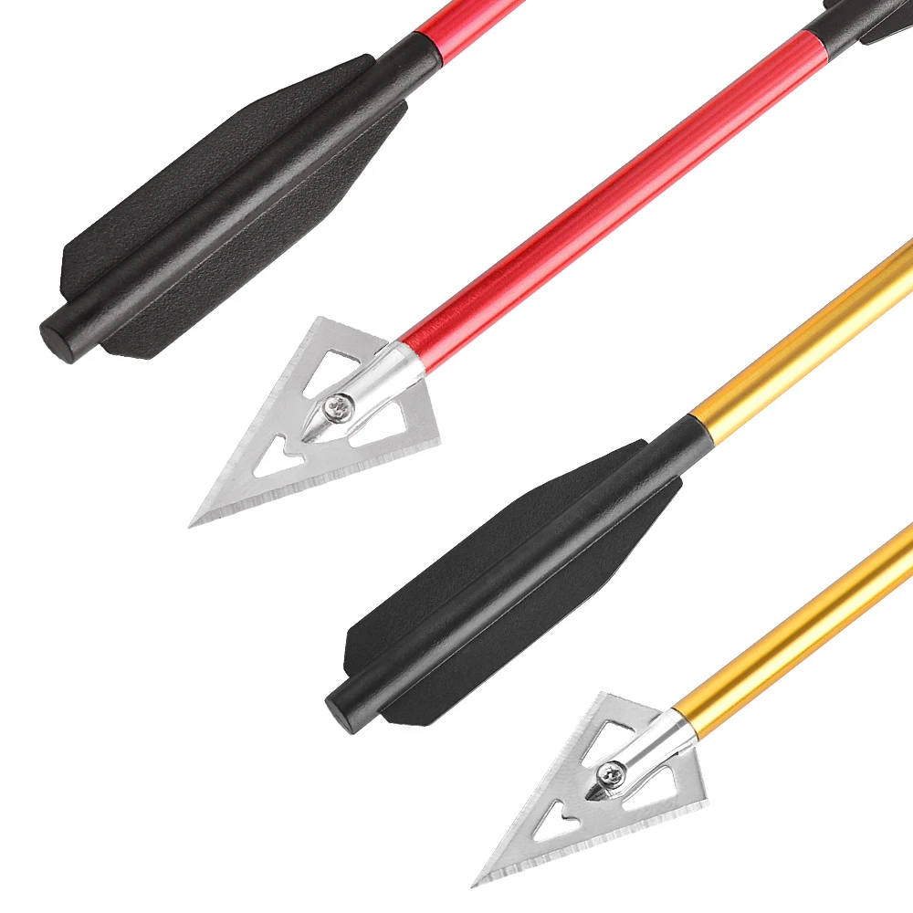 Flecha de aluminio de 6/12 Uds., eje OD de 6mm con hoja, puntas de flecha, arco, tiro al aire libre, ballesta, caza, tiro con arco, Traget, flecha corta - imagen 5