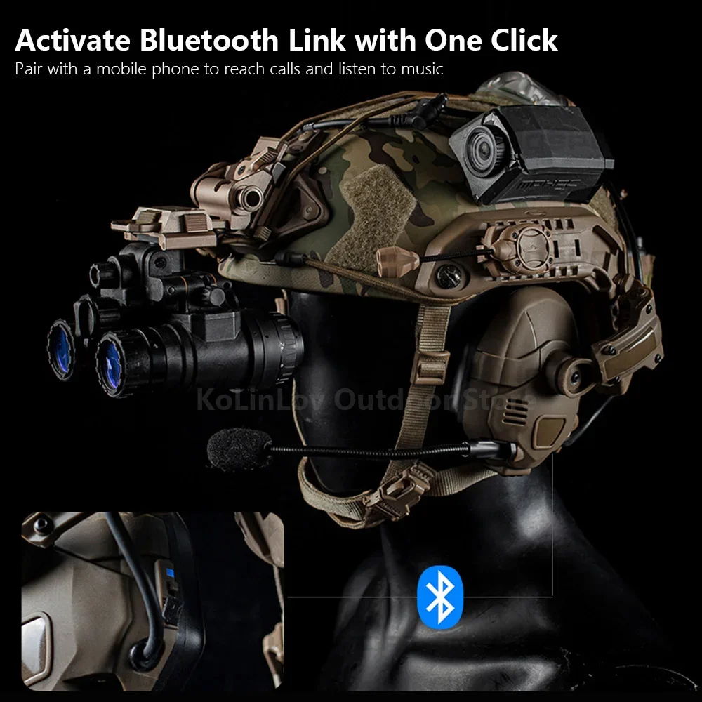 Auriculares tácticos con reducción de ruido para caza, cascos con Bluetooth, recargables, para OPS Core ARC y M-LOK - imagen 3
