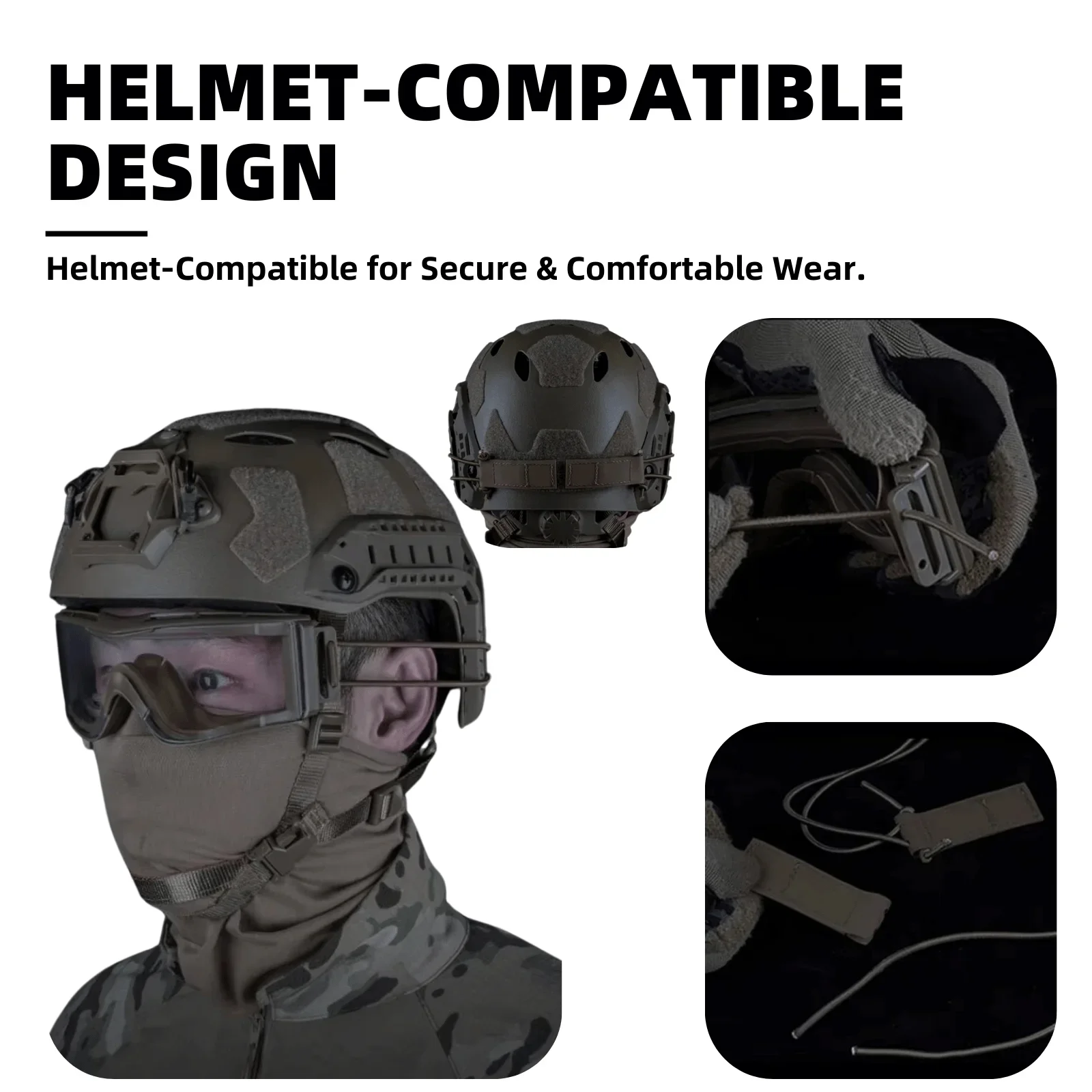 Gafas tácticas con protección UV, lentes antideslumbrantes, gafas protectoras resistentes a impactos que se ajustan al casco ARC Rail para Airsoft - imagen 5