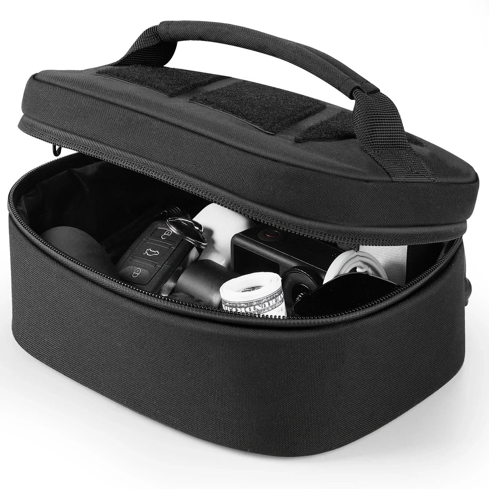 Bolsa de maquillaje de viaje 1TG, estuche de tren de maquillaje portátil, bolsa de almacenamiento organizadora con divisores ajustables para cosméticos, cepillos, artículos de tocador