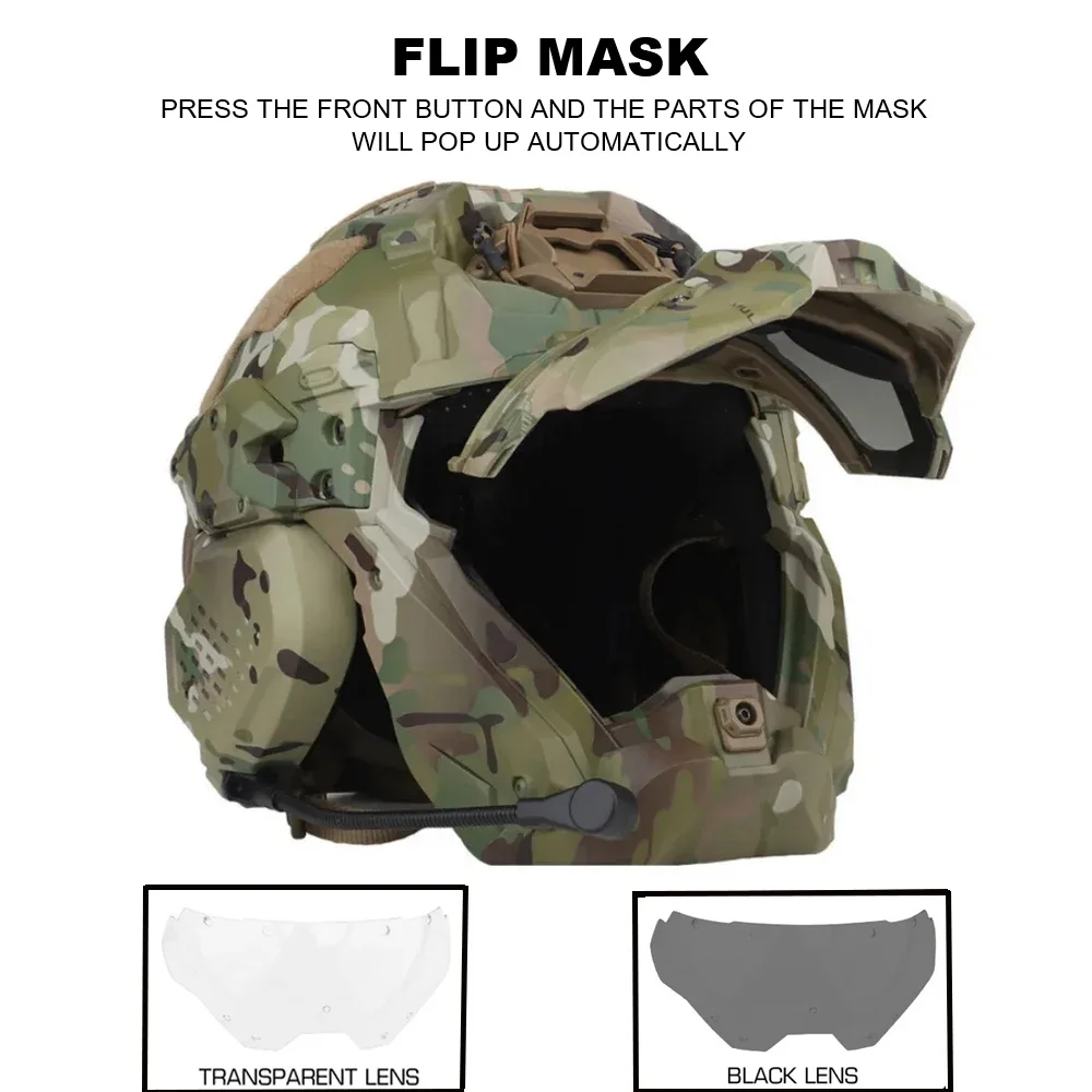 Casco de asalto táctico II con máscara, auriculares integrados, ventilador antiniebla, casco protector de caza, equipo CS Paintball Airsoft - imagen 5