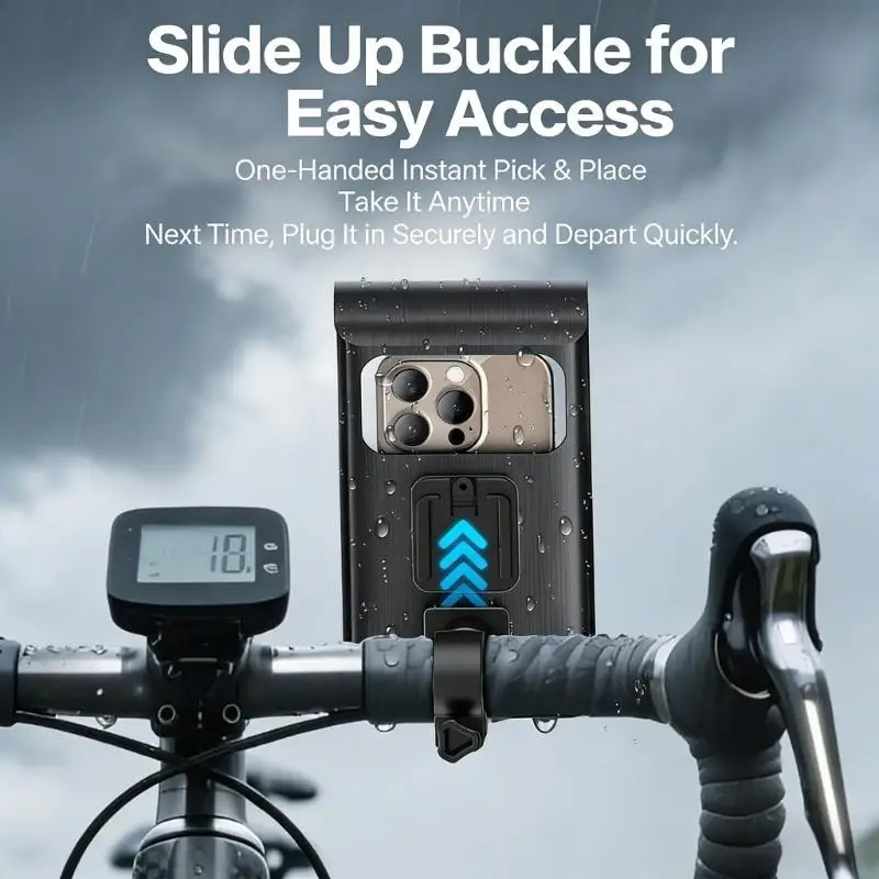 Soporte teléfono para motocicleta, bolsa impermeable, diseño bloqueo antigolpes para sujeción segura en carreteras durante - imagen 3