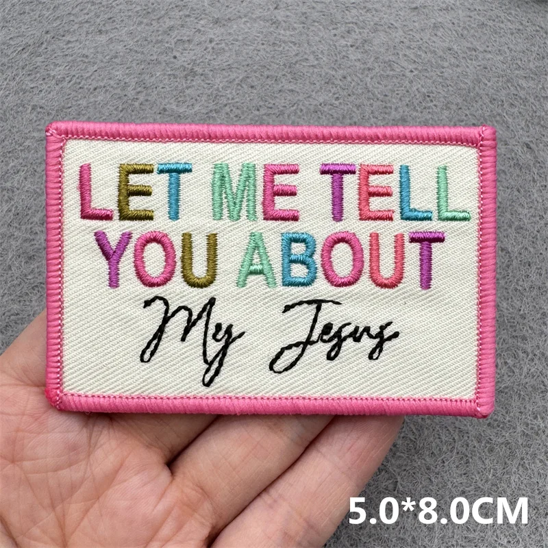 Parches bordados con letras rosas para ropa, parches para planchar DIY para ropa, parche de palabra con eslogan de dibujos animados en insignia para ropa - imagen 4