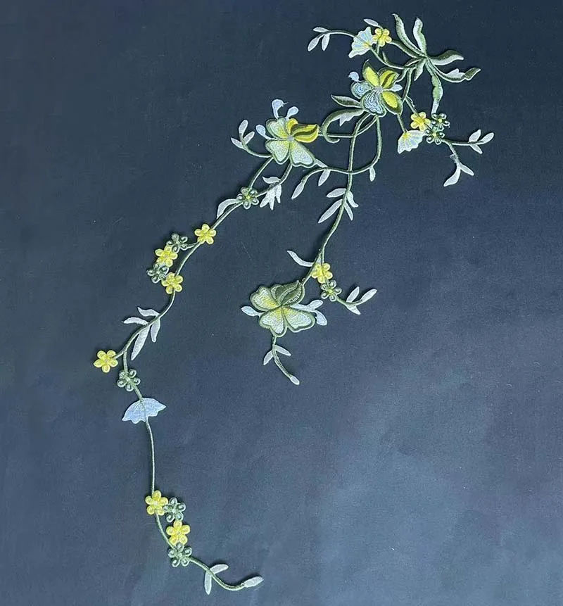 51*17 CM/Parche termoadhesivo con apliques florales, bordado de tela de flores de pensamiento, parches para planchar, pegatinas para ropa, vestido - imagen 5