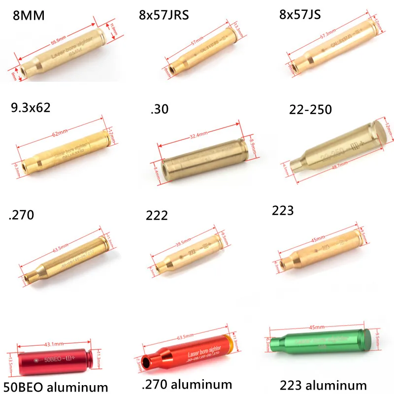 Boresighter láser de 9mm 380ACP 12GA.223 223Rem colimador láser 5,45x39 20GA mira de orificio láser - imagen 5