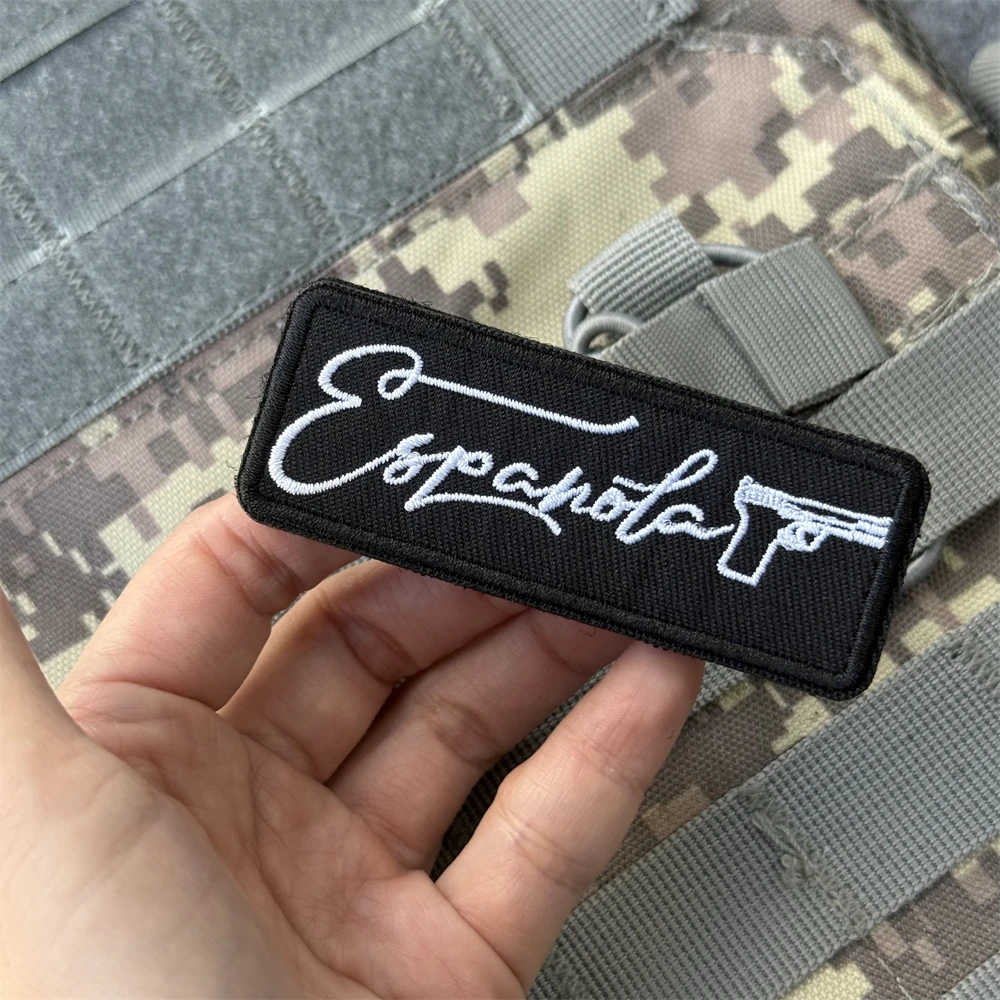 Parche táctico de moral de pistola "Espanola", insignia de gancho y bucle bordada, brazalete del ejército militar, decoración de mochila, apliques adhesivos - imagen 3