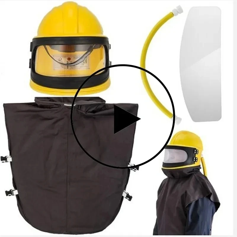Casco de chorro de arena protector ABS, máscara antipolvo, capucha de chorro con dispositivo de ajuste de temperatura - imagen 4