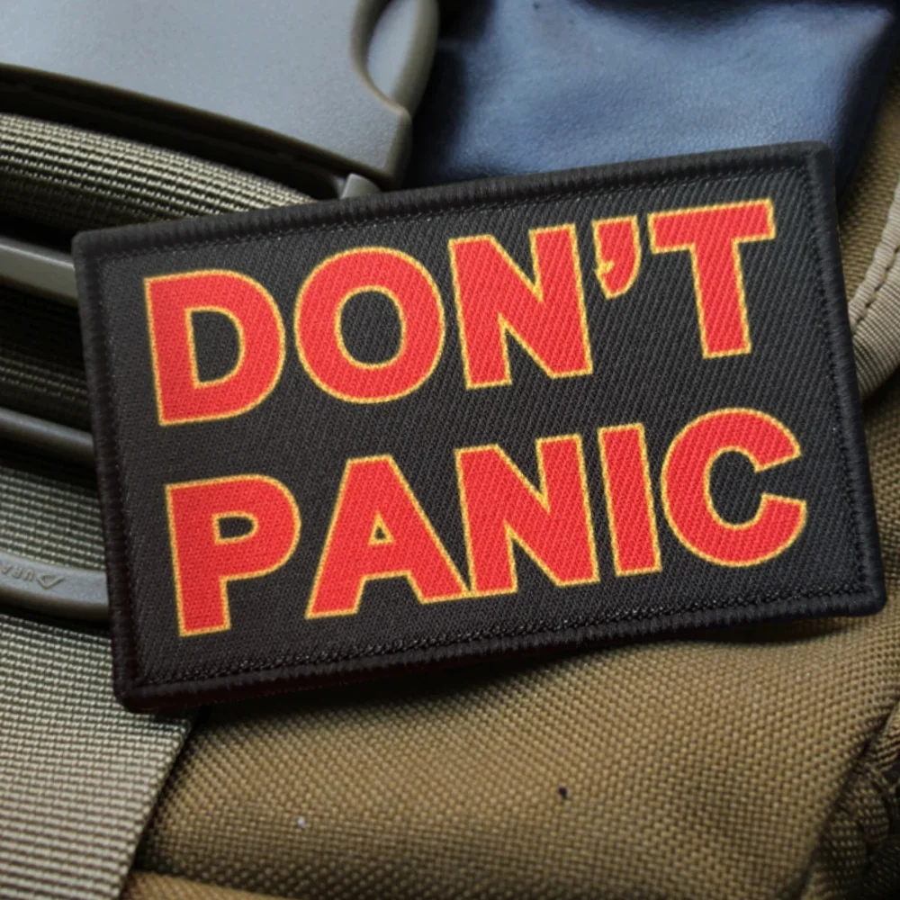 Parche de meme táctico impreso DON'T PANIC, brazalete divertido con gancho y bucle, insignia de moral militar, apliques, pegatinas para mochila - imagen 3
