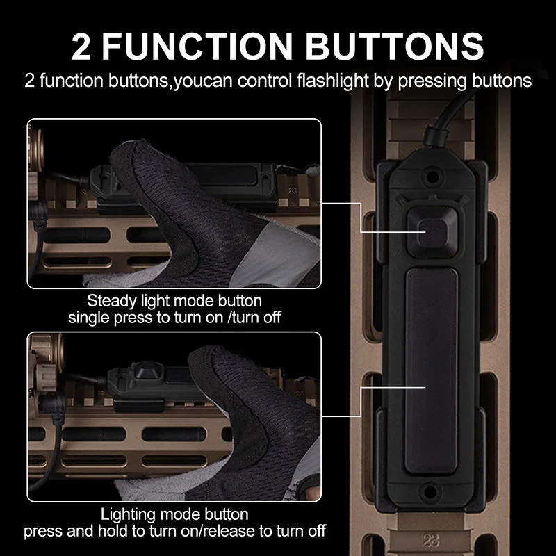 Interruptor de cable PRO de doble función con conectores reemplazables de 3 tipos, accesorios de caza para linterna o PEQ - imagen 3