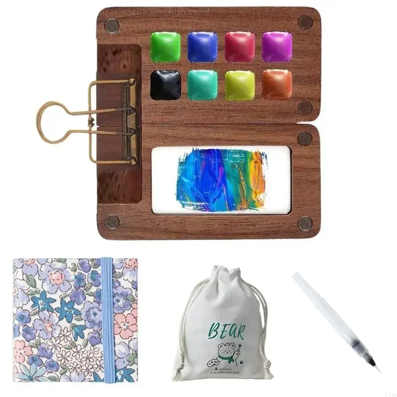 Juego paleta acuarela portátil, paleta cuaderno bocetos 8/15 colores, caja pintura, juego acuarela viaje