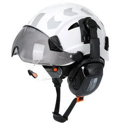 Casco de seguridad para obra con visera integrada y orejeras ABS
