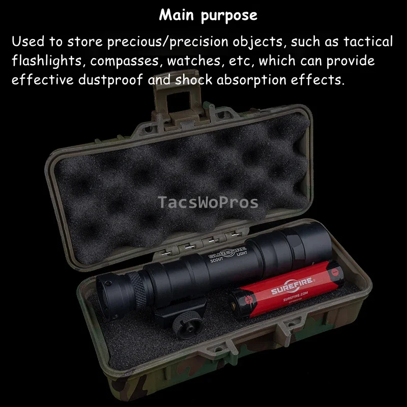 Caja de almacenamiento de herramientas de caza táctica, linterna de tiro Airsoft para exteriores, estuche de tienda de protección acolchado de espuma láser, 15,2x6,3 cm - imagen 5