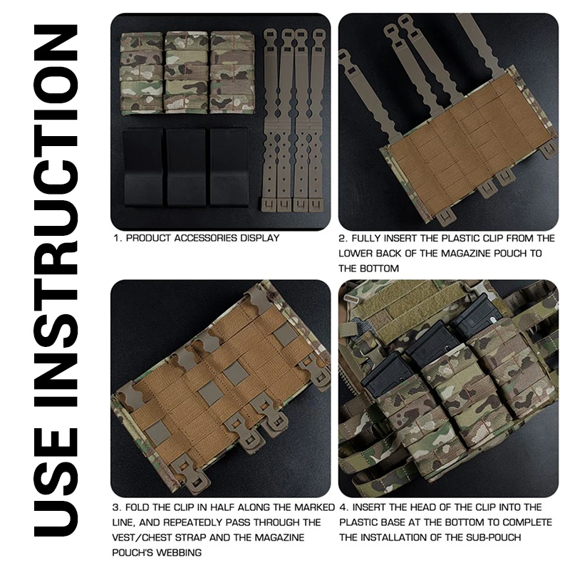 Bolsa táctica Triple para revistas de 5,56mm con portador de inserción dura bolsa Molle Mag de extracción rápida alta - imagen 5