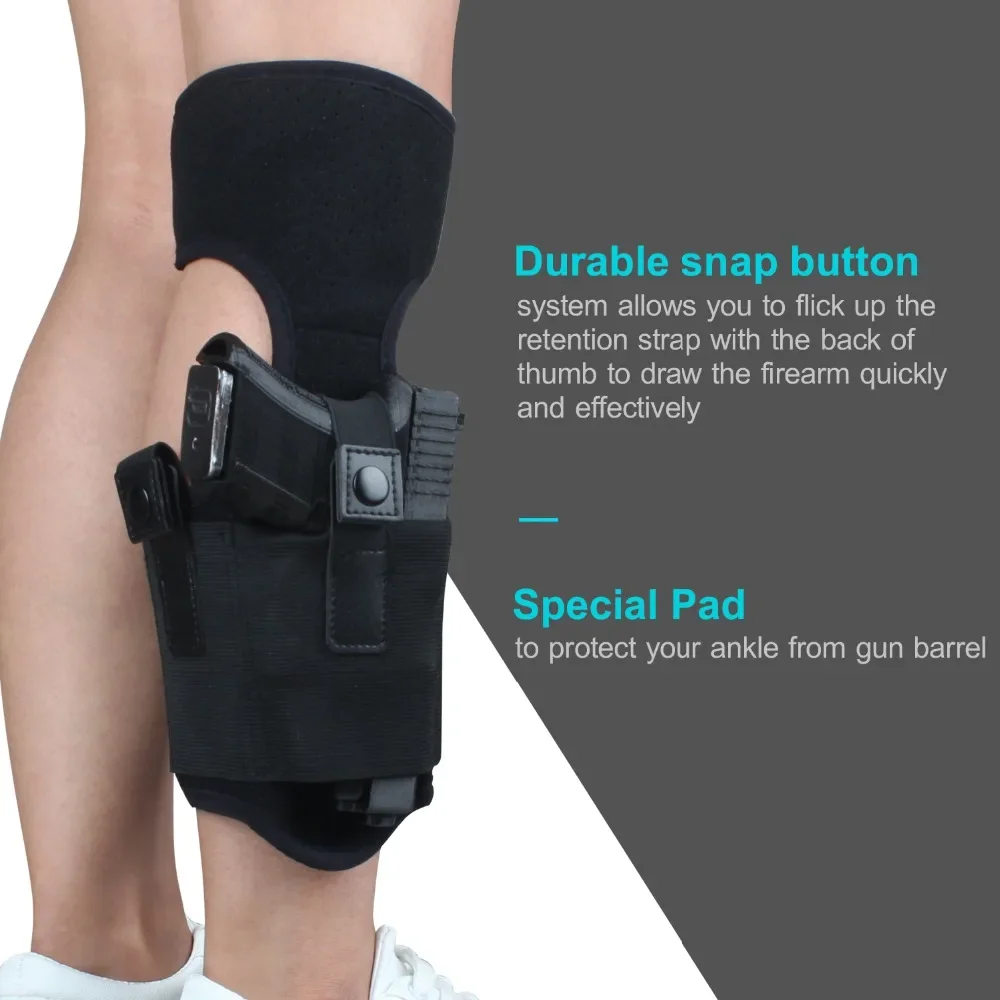 Funda de nailon para el tobillo de la pistola, accesorio oculto Glock 17, 18, 19, 26, 43, M & P Shield Smith y Wesson con dibujo para la mano derecha - imagen 2