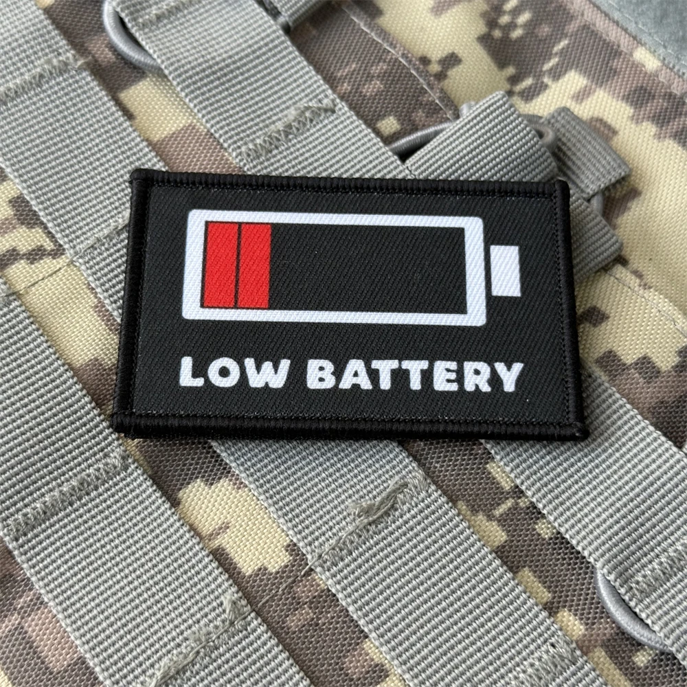 Parche de batería baja, insignia de moral táctica, parche impreso con gancho y bucle, brazalete para mochila, parches militares del ejército para ropa - imagen 3