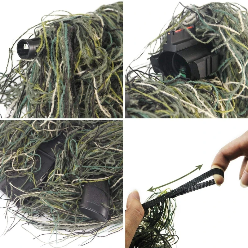 Trajes Ghillie de caza, cuerda envolvente para Rifle, tipo hierba, cubierta para pistola para camuflaje, francotirador, Paintball, ropa de caza más gruesa - imagen 3