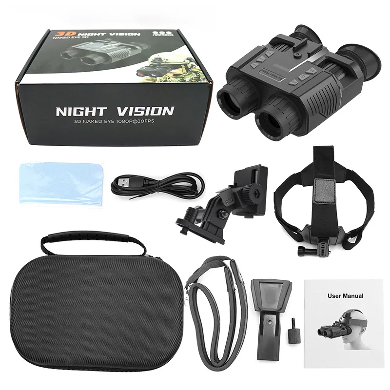NV8000 3D binoculares de visión nocturna infrarroja telescopio HD 1080P montaje en cabeza cámara de oscuridad para gafas tácticas de caza