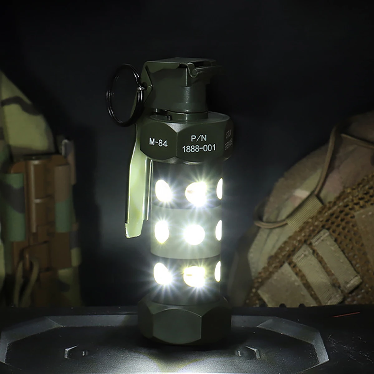 Luz táctica de Camping M84, luz LED de explosión de Granada falsa para exteriores, modelo de bomba de Flash de Granada de Airsoft para amantes militares - imagen 4