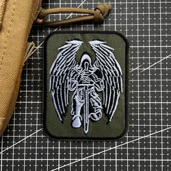 Parche Táctico Saint Michael, Emblema Bordado con Gancho y Bucle para Airsoft, Insignia Militar de Moral, Adhesivos para Mochilas y Brazaletes