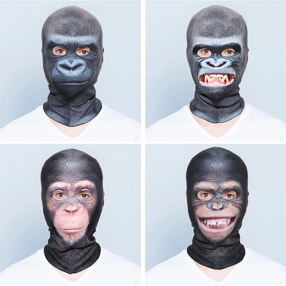 Mascarilla de cara completa con diseño de Animal en 3D, Orangutan, chimpancé, pasamontañas para ciclismo, bufanda para senderismo y esquí - imagen 4