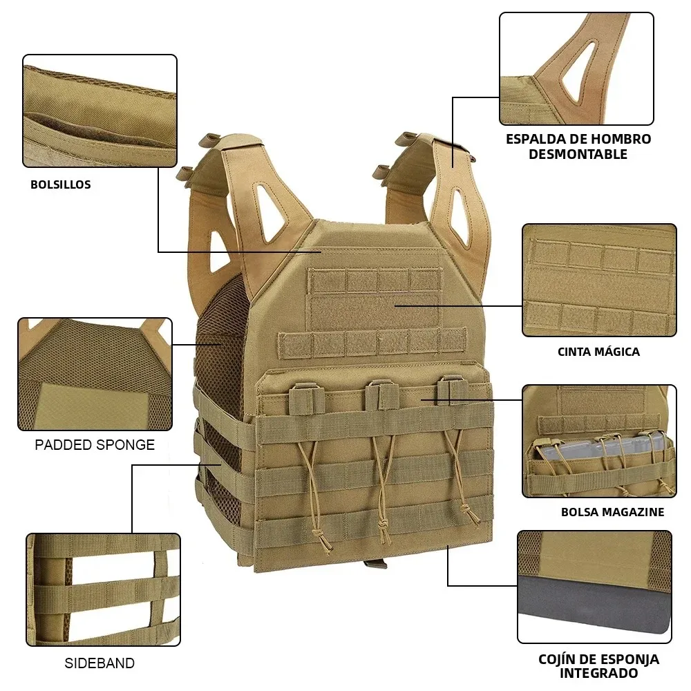 SINAIRSOFT chaleco táctico MOLLE JPC chaleco Airsoft Paintball pecho protector puente placa portador Trekking combate chaleco 1000D - imagen 4