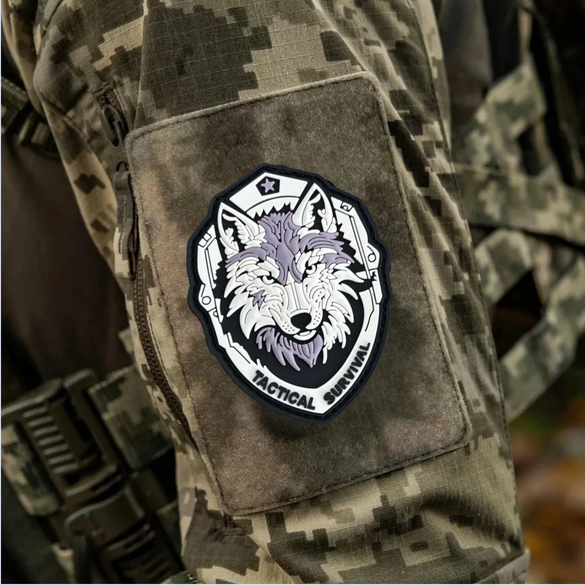 Parche lobo táctica PVC 3D con gancho y bucle – moral para ropa - imagen 5