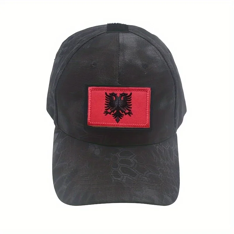 Parche de Velcros bordado con bandera de Albania, gancho y bucle, aplique de insignia de moral táctica para gorras, ropa, mochilas Molle DIY - imagen 4