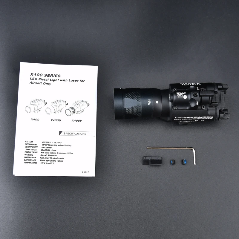 WADSN X400V X400 linterna láser roja táctica Surefir, luz LED estroboscópica, lámpara de arma de caza, riel momentáneo constante de 20mm - imagen 4