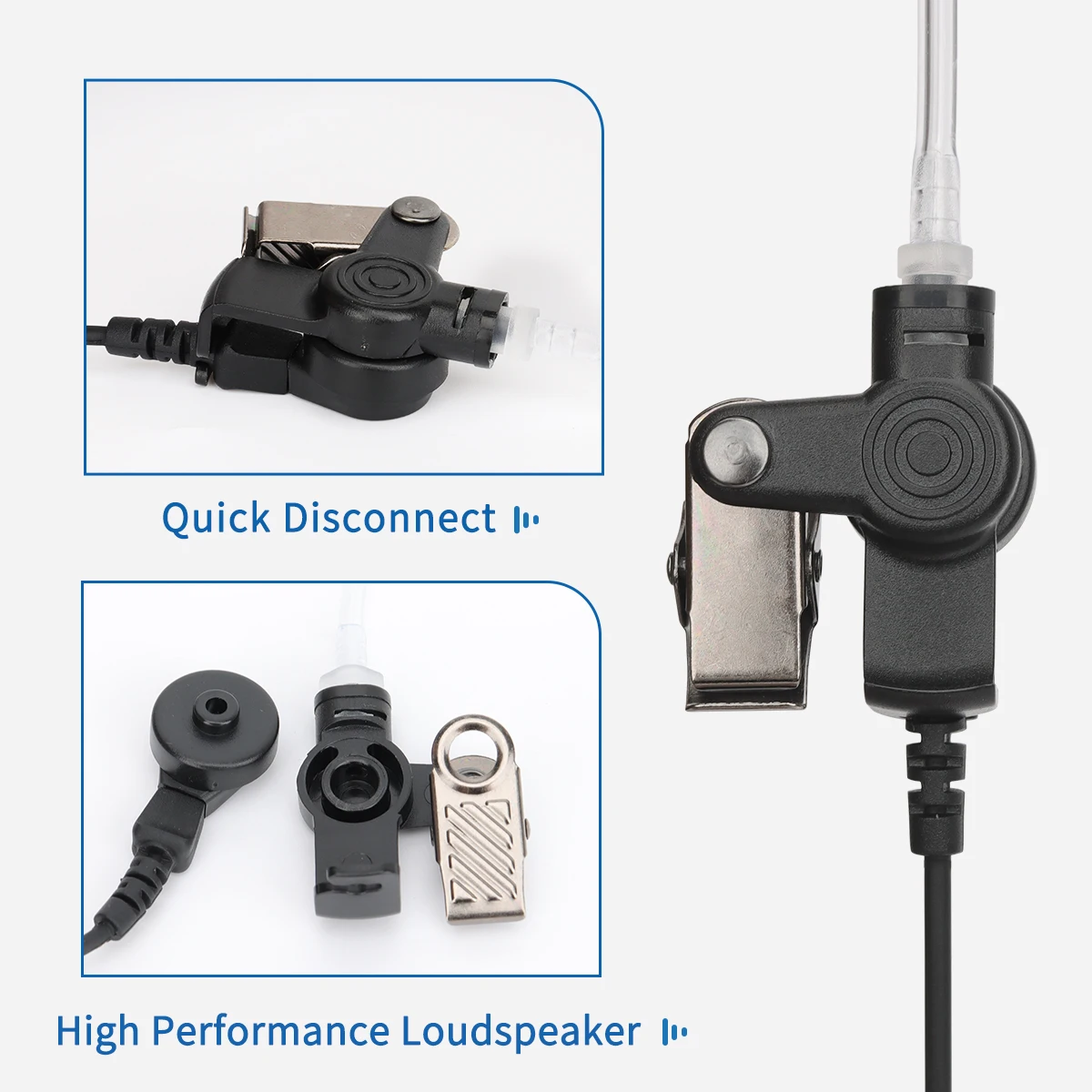 ABBREE-auriculares Walkie Talkie de 2 pines con enchufe M, auricular de tubo acústico de aire oculto con micrófono, PTT grande para Radio bidireccional Motorola - imagen 5