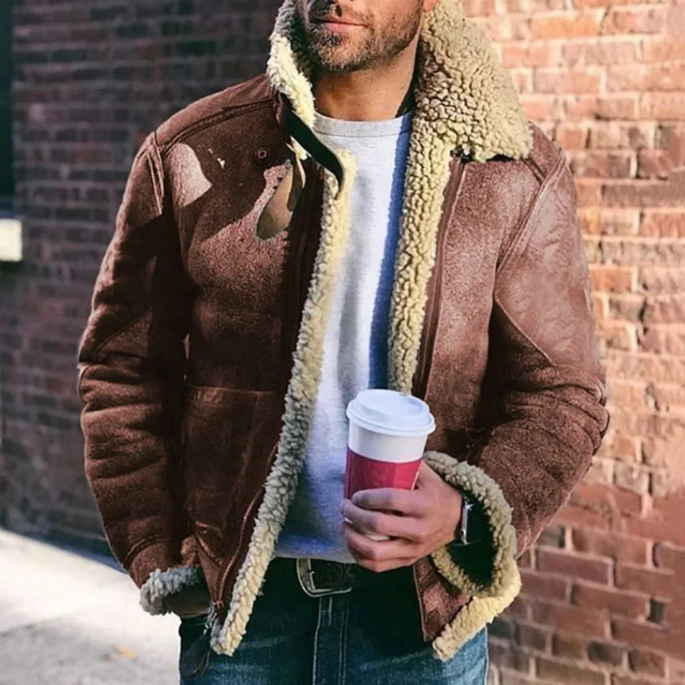 Chaqueta de invierno para motorista con cuello levantado y cremallera - imagen 5